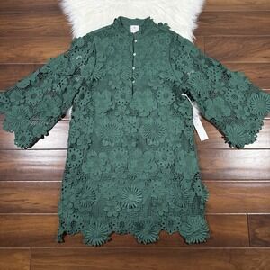 J.Marie Women's Size XS Green Seraphina Floral 3D‎ Lace Long Sleeve Dress